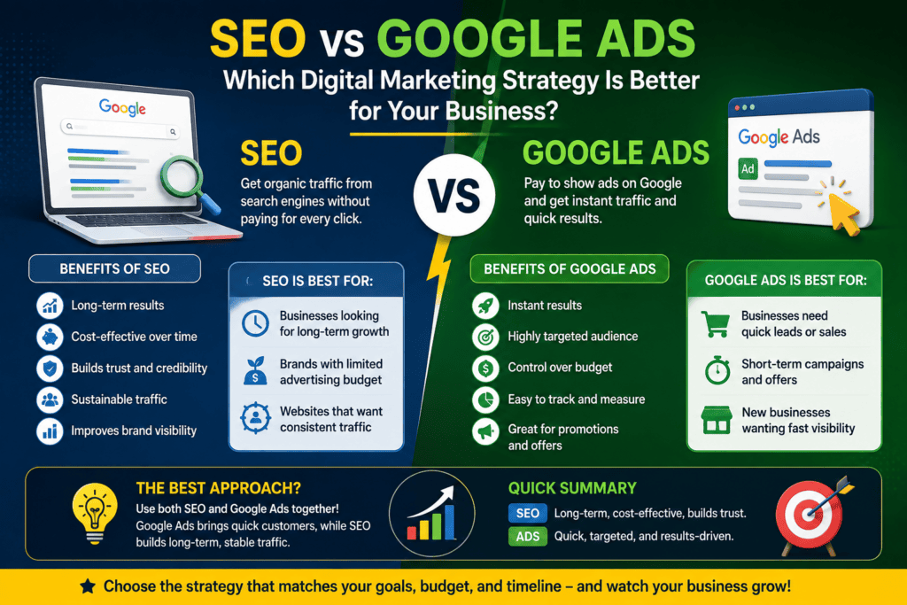 SEO vs Google Ads: Which Digital Marketing Strategy Is Better for Your Business?