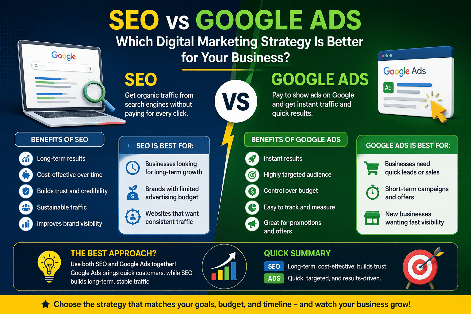 SEO vs Google Ads: Which Digital Marketing Strategy Is Better for Your Business?
