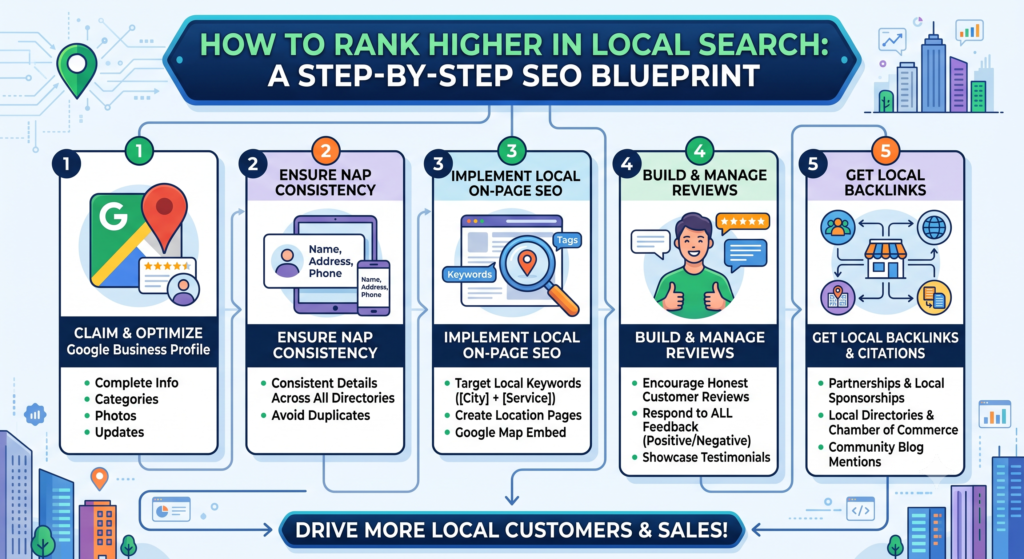 How to Rank Higher in Local Search: A Step-by-Step SEO Blueprint